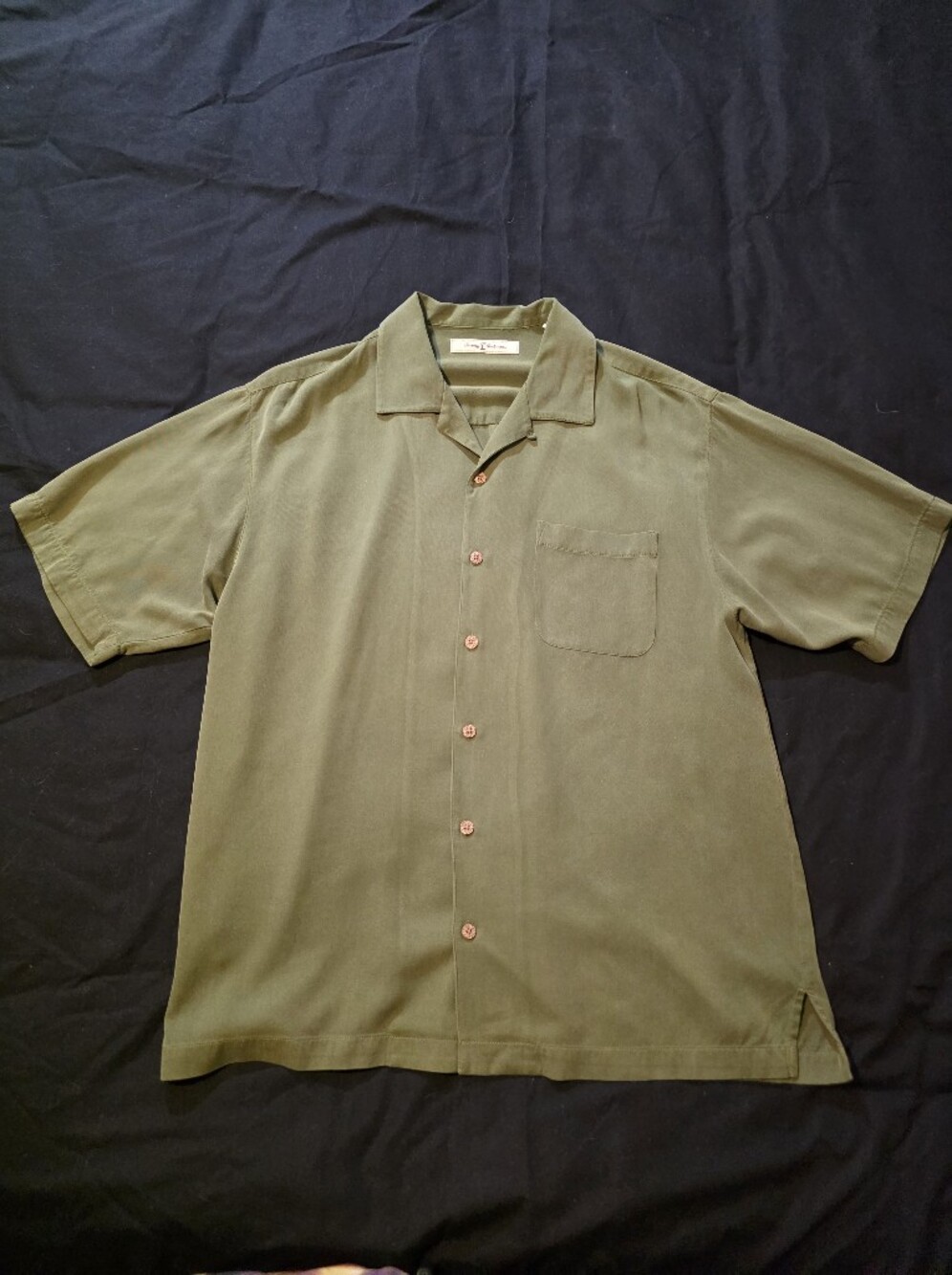 Tommy Bahama Olive Short-Sleeve Shirt Jacket Silk Mens Medium